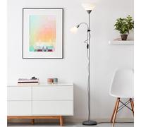 Lightbox - Lampadaire 1,8 m avec liseuse orientable et interrupteur à bascule | Lampe sur pied décorative avec douille E27 + liseuse E14 | aluminium et plastique | noir/blanc