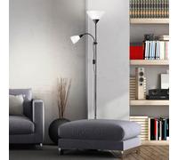 Lightbox Lampadaire 1,8m de hauteur - lampadaire noir avec bras de lecture réglable - 1x E27 max. 60 W & 1 x E14 max. 25 W en aluminium/plastique en noir/blanc