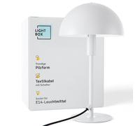 Lightbox lampe de table champignon | lampe de bureau Home Office avec interrupteur à bascule | lampe LED comme lampe de chevet, bureau et accessoires de bureau | douille E14 | en métal blanc argenté