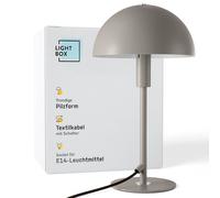 Lightbox Pilz-Tischlampe | 36 cm Höhe | Home Office Schreibtischlampe mit Wipp-Schalter | LED Lampe (E14 Fassung) als Nachttischlampe, Büro & Schreibtisch Zubehör | aus Metall in Taupe/Grau