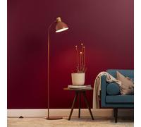 Lightbox Lampe de lecture 1,5 m de hauteur | lampadaire scandinave avec tête pivotante & interrupteur pratique au pied | douille E27 | en métal/bois d'hévéa en rouge/marron clair