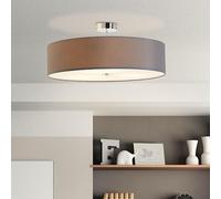 Lightbox lampe de plafond moderne - plafonnier avec abat-jour décoratif en tissu - métal/textile gris - 60cm de diamètre