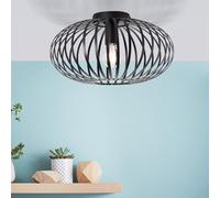 Lightbox lampe de plafond rétro avec un effet de lumière spécial grâce à l'abat-jour en grille | Ø 40 cm | plafonnier décoratif | douille E27 | pour le salon et la chambre à coucher | métal en noir