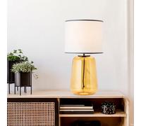 Lightbox lampe de table avec abat-jour en tissu - lampe de table décorative avec interrupteur intermédiaire à cordon - 56 cm de hauteur & 30 cm de diamètre - douille E27 - en verre/textile en