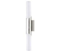 Lightbox lampe murale moderne - 44 cm de hauteur, Ø 5 cm - Applique murale basique avec couvercle en verre - pour la salle de bain - 2 x E14, max. 40 W - en métal/verre dépoli - en fer/transparent