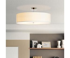LIGHTBOX LED Deckenlampe Textilschirm Ø 60 cm, E27 Lampe, weiß | plafonnier moderne, avec un abat-jour simple en tissu, métal/textile Ø60cm