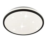 Lightbox LED Deckenleuchte, 1600 Lumen, 2700-6500 Kelvin, 12 W, Ø 28 cm x 6,5 cm, Colour Toggle Switch, Sternenglanz Effekt, IP44, Kunststoff Metall, schwarz weiß, modern, Badezimmer Wohnzimmer