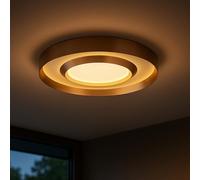 Lightbox LED Deckenleuchte, 4800 Lumen 2700 Kelvin, Ø 60 cm x 7,5 cm, 3 Stufen dimmbar, Acryl Aluminium rosé gold, moderne Deckenlampe mit elegantem Lichtspiel