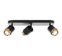 Lightbox LED Deckenspot in Schwarz/Matt Gold Deckenlampe inklusive 3x GU10 LED Leuchtmittel mit 1050 Lumen und 3000 Kelvin Warmweiß Modernes Wandlicht für Flur, Schlafzimmer & Wohnzimmer