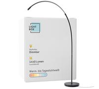 Lightbox LED Lampadaire à arc | 1,7 m de hauteur | Lampadaire avec interrupteur de tête, dimmable (CCT) | Lampe LED (1440 lm, 18 W) | Lampadaire également utilisé comme lampe de chambre, de bureau et
