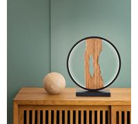 Lightbox LED lampe de table de 28 cm de haut - lampe de table intemporelle avec interrupteur - 7,5 W - 850 lm - 3000 K - en aluminium/métal/bois de pin de Monterey en noir/marron