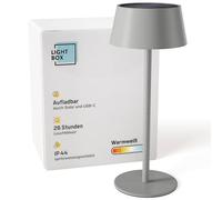 Lightbox LED lampe de table d'extérieur | Ø 13 cm | lampe d'extérieur sans fil avec solaire | variateur tactile à 3 niveaux | lampe de table alimentée par batterie (4 W, 300 lm, 3000 K) en métal /