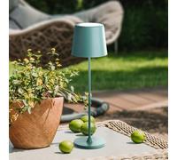 Lightbox LED lampe de table pour intérieur & extérieur | 37 cm / 23 cm de hauteur, Ø 10 cm | lampe de table d'extérieur vert iceberg avec variateur tactile | mobile/sans fil/portable |