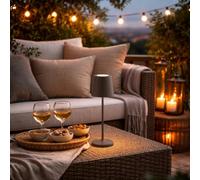 Lightbox LED lampe de table pour intérieur & extérieur | 37 cm / 23 cm de | Lampe de table LED portable, 37 cm, 310 lm, variateur tactile, USB, brun café