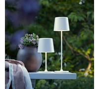 Lightbox LED lampe de table pour l'intérieur & l'extérieur | 37 cm / 23 cm de hauteur, Ø 10 cm | lampe de table blanche mate pour l'extérieur avec variateur tactile | mobile/sans fil/portable |