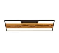 Lightbox LED plafonnier | 100 cm x 30 cm | plafonnier à intensité variable avec poutres en bois & motif d'éclairs | couleur de lumière blanc chaud : 3000 K | luminosité : 6000 lm | en bois/métal en