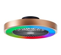 Lightbox LED plafonnier avec ventilateur & RGB Front Light & CCT Center Light (3000-6500 K) - dimmable par télécommande - plafonnier - Ø 49 cm - en plastique/métal - en noir doré