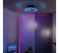 Lightbox LED plafonnier avec ventilateur silencieux & lumière frontale RGB | Ø 42 | plafonnier noir | lampe gaming à intensité variable | par télécommande | 26 W | 2700-6500 K | 3100 lm | en plastique
