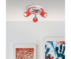 Lightbox LED spot de plafond au design racing avec lumière blanche chaude - spot à 3 flammes pour la chambre d'enfant avec têtes pivotantes - plafonnier avec ampoules interchangeables incluses
