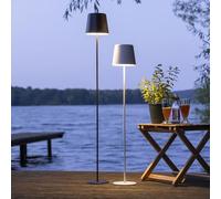 Lightbox LED Stehlampe für Außen & Innen - kabellose Stehleuchte mit Touchdimmer - dimmbare LED (inkl.) Stehlampe IP44 für Terrasse, Garten, Balkon & Wohnzimmer - schwarz - 129 cm Höhe, Ø 18 cm