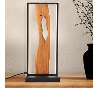 Lightbox LED Tischlampe -Tischleuchte aus Aluminium/Metall/Holz - warmweißes Licht 3000 K - moderne Wohnzimmerlampe mit Kabelschalter - inkl. LED