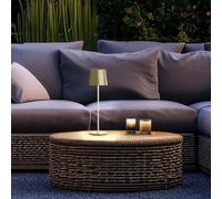 Lightbox Lot de 2 lampes de table LED pour intérieur & extérieur | 37 cm / 23 cm de hauteur, Ø 10 cm | lampes de table d'extérieur dorées avec variateur tactile | mobile/sans fil/portable |
