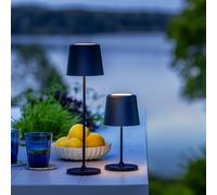 Lightbox Lot de 2 lampes de table LED pour l'intérieur & l'extérieur | 37 cm / 23 cm de hauteur, Ø 10cm | lampes de table d'extérieur noires mates avec variateur tactile | mobiles/sans fil /