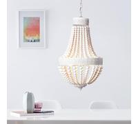 Lightbox lustre à 3 flammes - lampe à suspension raccourcissable adaptée aux tables de salle à manger - métal/bois de pin de Monterey en blanc - 40cm de diamètre