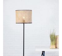 Lightbox Nature Lampadaire - 154 cm de hauteur, Ø 30 cm - Lampadaire avec abat-jour en rotin tressé & interrupteur - pour le salon - E27, max. 60 W - en métal/rotin - en brun clair/noir