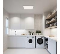 Lightbox Panneau LED en saillie | 45 x 45 cm | Panneau mural et de plafond à intensité variable avec cadre blanc & télécommande & CCT | couleur de lumière blanc chaud à blanc froid (3000-6500 K) |