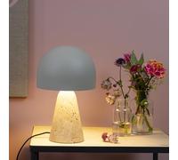 Lightbox Pilz-Tischlampe Travertin-Stein, E14 Lampe | Pilz-Tischleuchte, 31 cm Höhe, E14,Travertin Stein /Metall, beige