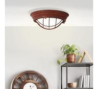 Lightbox Plafonnier industriel de 29 cm de diamètre - Applique murale et plafonnier au look vintage - lampe bateau rustique avec vitre - métal/verre rouille/blanc - douille E27-30 W