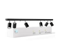 Lightbox plafonnier LED 6 flammes | spot de plafond avec spots orientables | lampe pour le salon, la cuisine ou la chambre (intérieur) | 6 x douille GU10 | en métal noir