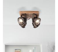 Lightbox plafonnier rustique, 4 flammes, GU10 max. 5 watts en métal/bois de | Plafonnier rustique, 4 flammes, GU10 max. 5 watts en métal/bois