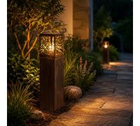 Lightbox Sockellampe Rostoptik 59 cm, E27, wetterfeste Leuchte | borne d'éclairage rustique - lampe de socle d'extérieur protégée contre les projections d'eau