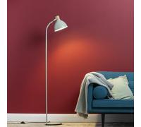 Lightbox Stehlampe mit schwenkbarem Kopf - moderne Standlampe aus Holz & Metall in Hellgrün - Lampe für Wohnzimmer & Schlafzimmer - mit Fußschalter - E27 Sockel exkl. LED - max. 40W