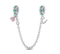 LIGHTDOG 925 argent chaîne de sécurité avec pendentif Love Lock cadeau pour femme compatible avec les bracelets européens et les bracelets pandora