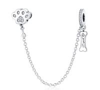 LIGHTDOG 925 argent chaîne de sécurité avec pendentif Love Lock cadeau pour femme compatible avec les bracelets européens et les bracelets pandora