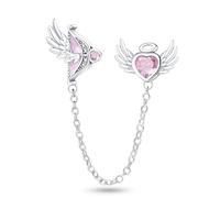 LIGHTDOG 925 argent chaîne de sécurité avec pendentif Love Lock cadeau pour femme compatible avec les bracelets européens et les bracelets pandora