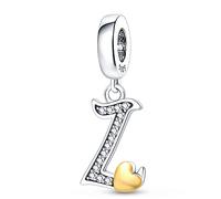 LIGHTDOG 925 argent Charms Pendentif pour bracelets 26 lettres Charm Compatible avec les bracelets européens pour les femmes filles Passt Pandora bracelets