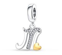 LIGHTDOG 925 argent Charms Pendentif pour bracelets 26 lettres Charm Compatible avec les bracelets européens pour les femmes filles Passt Pandora bracelets