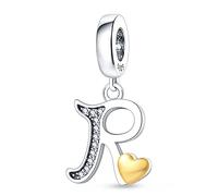 LIGHTDOG 925 argent Charms Pendentif pour bracelets 26 lettres Charm Compatible avec les bracelets européens pour les femmes filles Passt Pandora bracelets