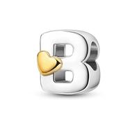 LIGHTDOG B Lettres pour Bracelet Charms,En Argent Sterling 925 Charms,Compatible Avec Les Bracelets et Colliers Pandora, Compatible Avec Les Bracelets Européens pour Femmes