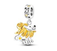 LIGHTDOG Breloques en argent sterling 925 pour bracelets et colliers européens - Compatible avec les bracelets européens et colliers Pandora - Plaqué or, Argent sterling