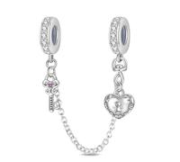LIGHTDOG Chaîne de Sécurité en Argent 925 Charm Love Lock Chain Ladies Gift pour Bracelets Européens et Bracelets Pandora