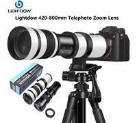 Lightdow 420-800mm f/8.3-16 pour appareils photo Sony Canon Nikon Pentax Olympus objectif téléobjectif manuel Super HD + adaptateur haute puissance blanc