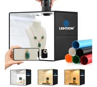 Lightdow Boîte à lumière de studio photo 40,6 x 30,5 x 30,5 cm avec 120 LED (IRC > 95), 6 toiles de fond - Portable/à intensité variable/tente de prise de vue pliante polyvalente pour jouets/bijoux