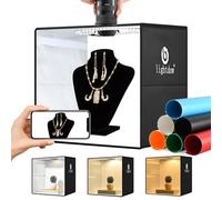Lightdow Boîte à lumière de studio photo 40,6 x 40,6 x 30,5 cm avec 120 LED (IRC > 95), 6 toiles de fond - Portable/à intensité variable/tente de prise de vue pliante polyvalente pour jouets/bijoux