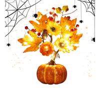 Lighted Artificial Pumpkins, Autumn Decoration Tree Lights, 13.39x5.12x13.78 inches Harvest Halloween Thanksgiving Decoration, Pumpkin Decor for Wedding Home Kitchen Office Dining Room Party