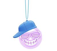 Lighted Car Mirror Ornament, Auto Pendant Decor, 2.36x2.36 inches Hanging Accessory with LED Glow, Vehicle Interior Charm, Rearview Pendant with Unique Design, Car Styling Accessory for Daily Driving